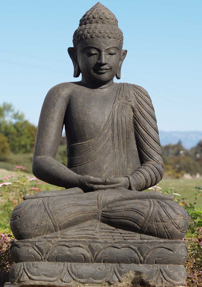 Stone Meditating Buddha Statue 41"