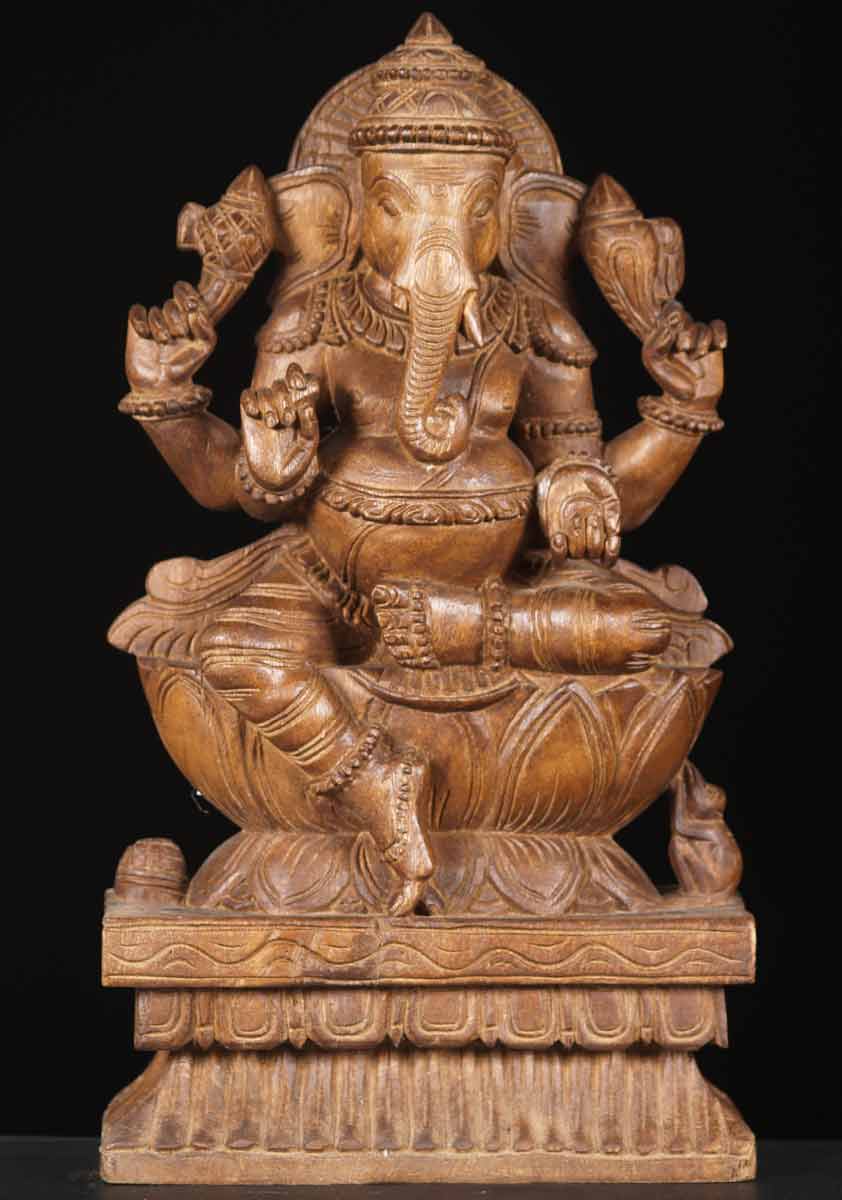 SOLD Wooden Hindu Ganesha Statue 18