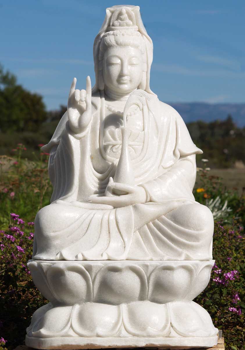 White Marble Kwan Yin Statue 32"