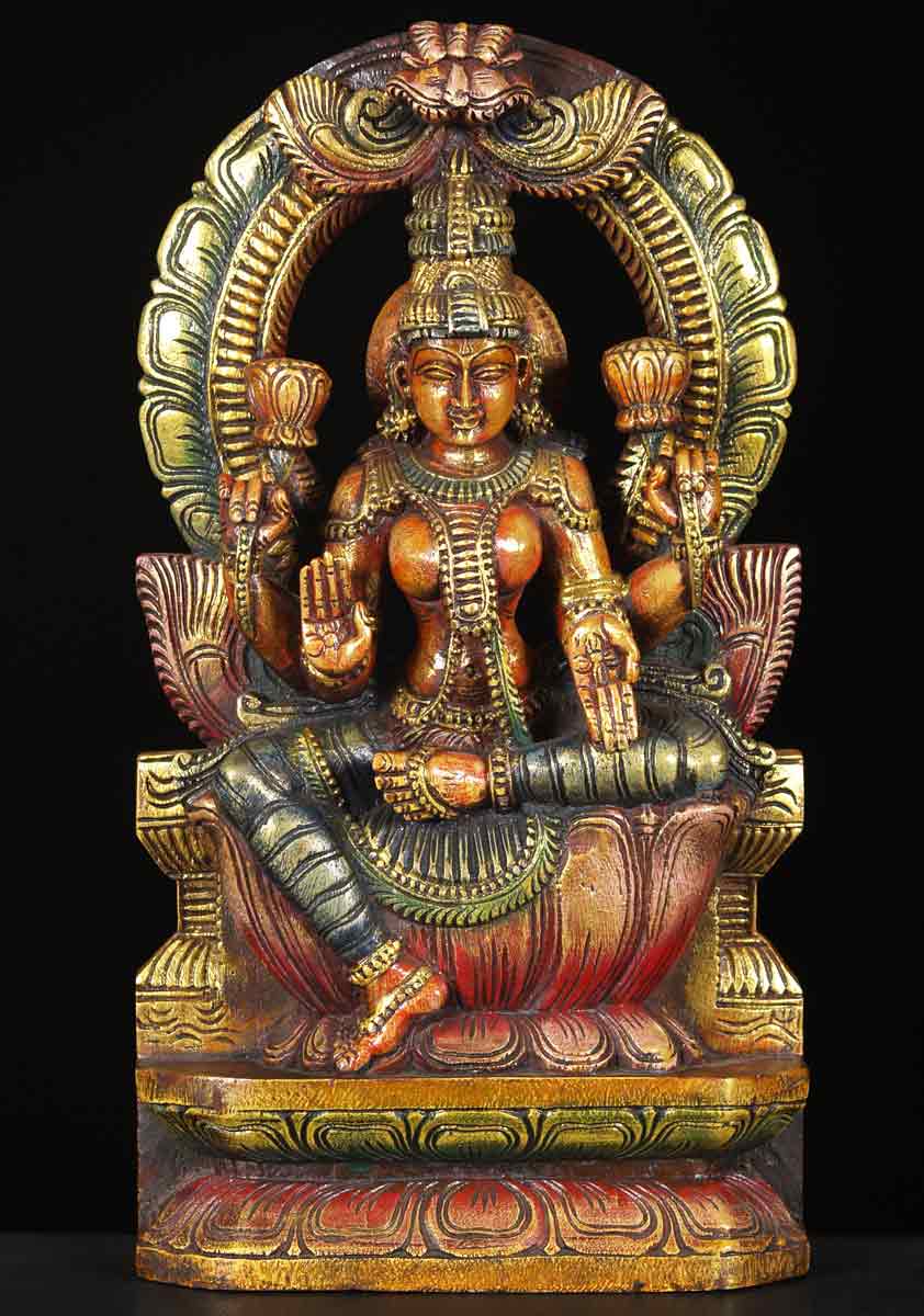 Wooden Laxmi with Mahakala 18"