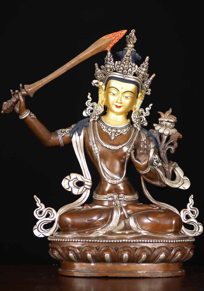 Copper Manjushri Nepali Buddha 13"