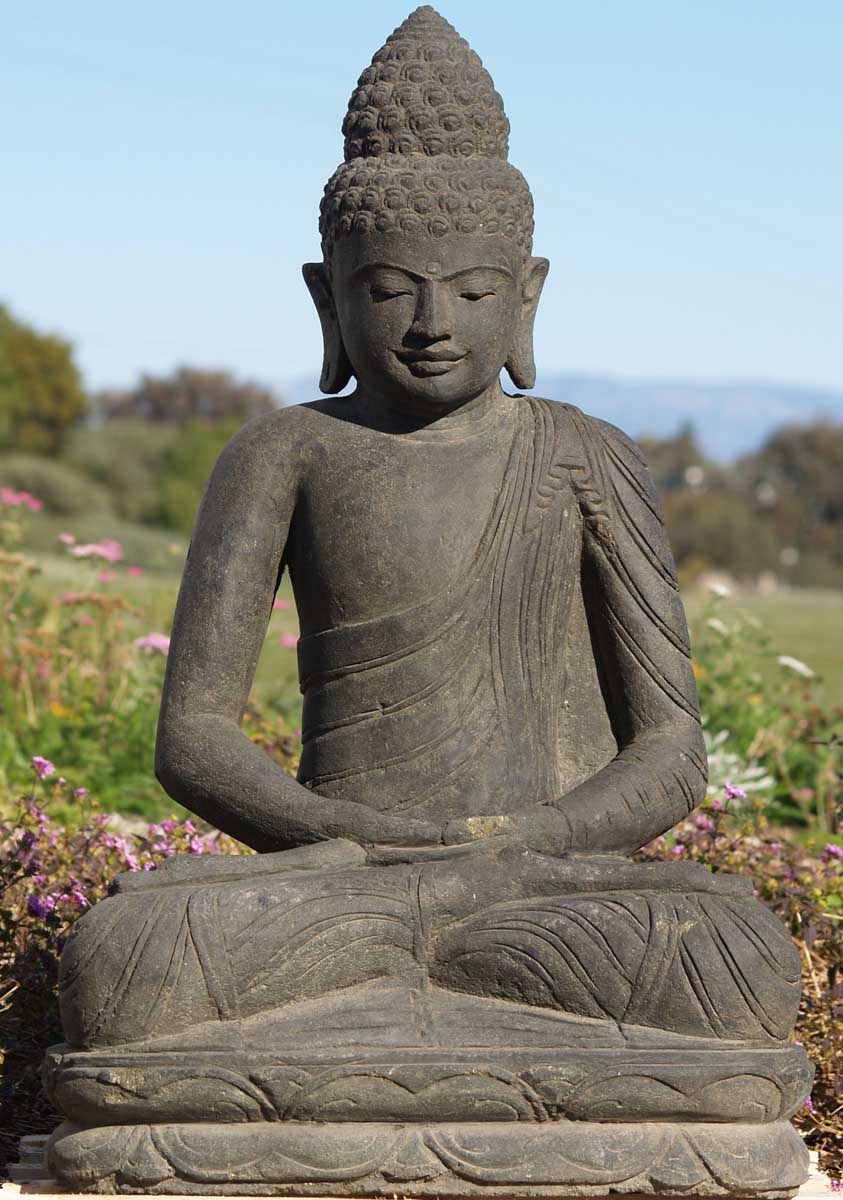 Stone Peaceful Meditating Buddha 34"