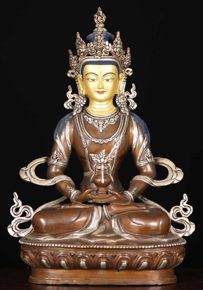 Copper Medicine Buddha Statue 13"