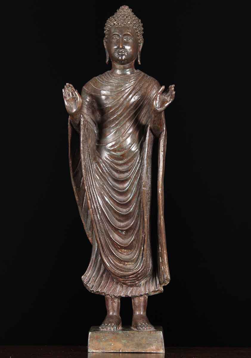 Standing Buddha Brass Statue