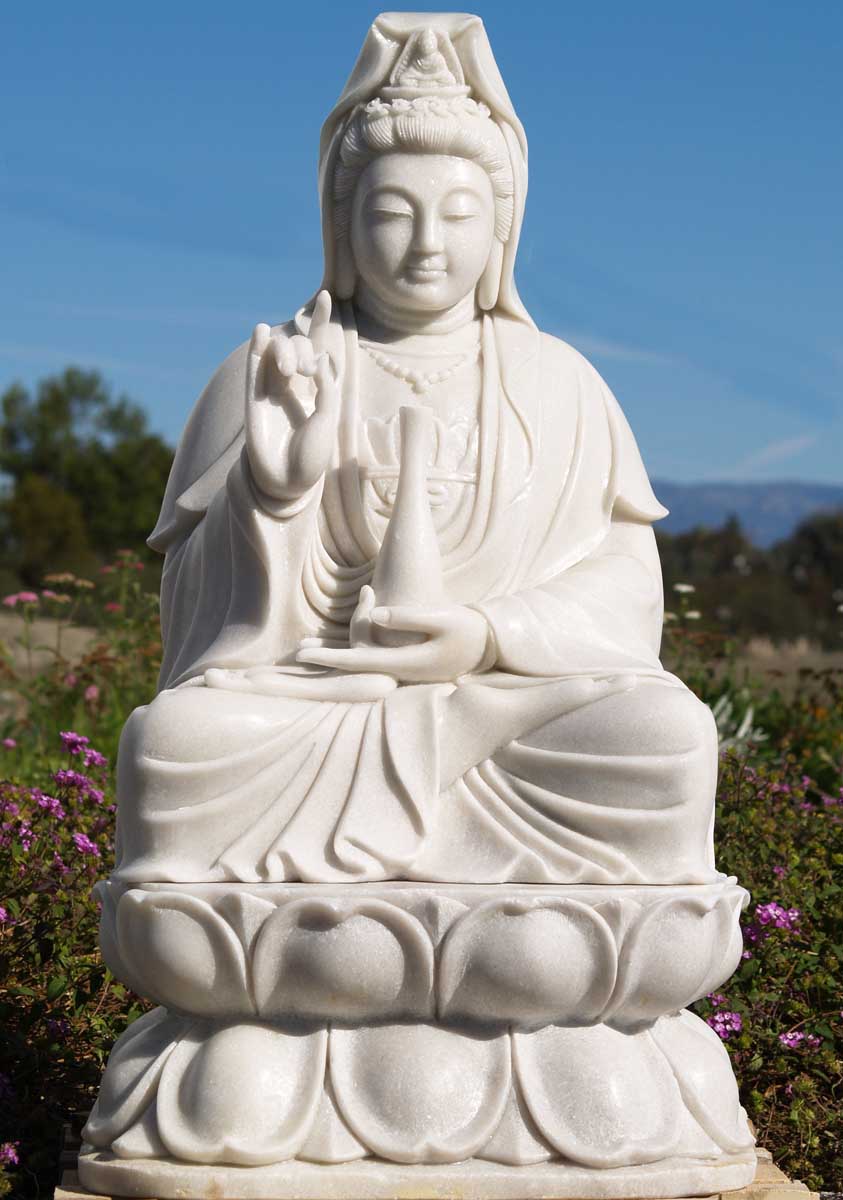 White Marble Kwan Yin Statue 32"