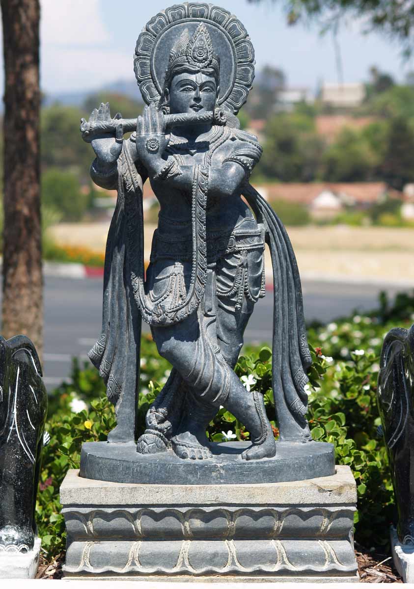 Black Marble Gopal Krishna Statue 34"