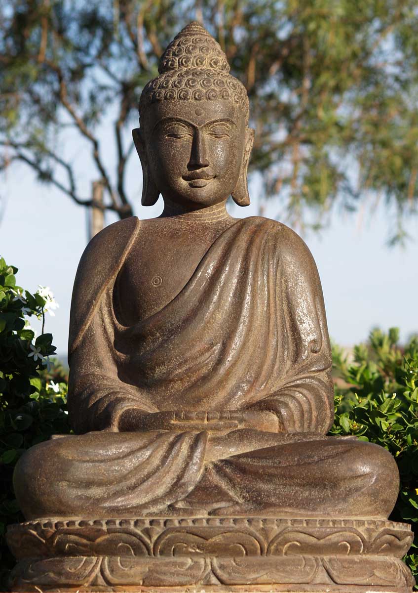 Stone Meditating Buddha Sculpture 31"