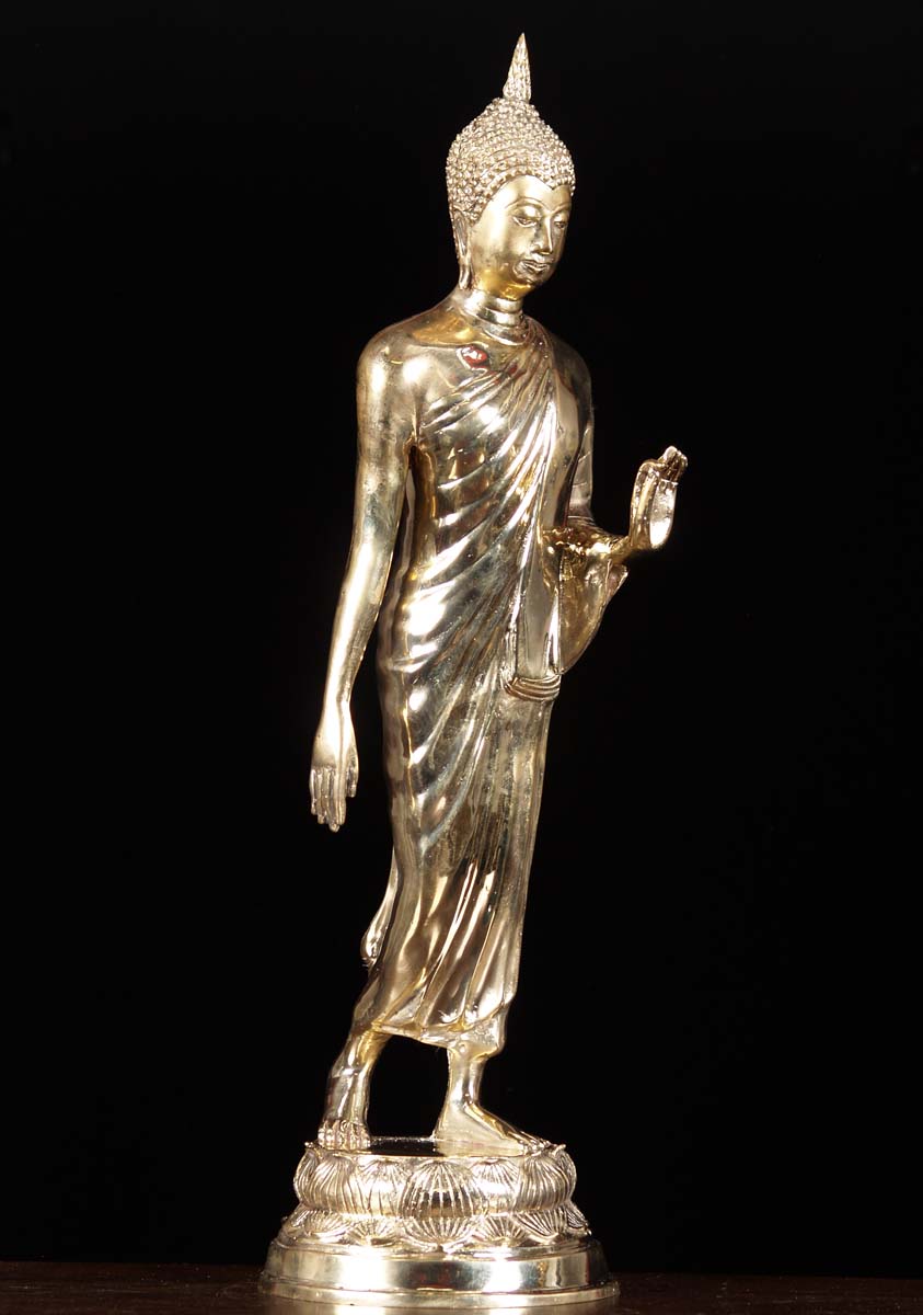 Walking Meditation Buddha Statue Captures the Buddha in 1st Step After Enlightenment 26"