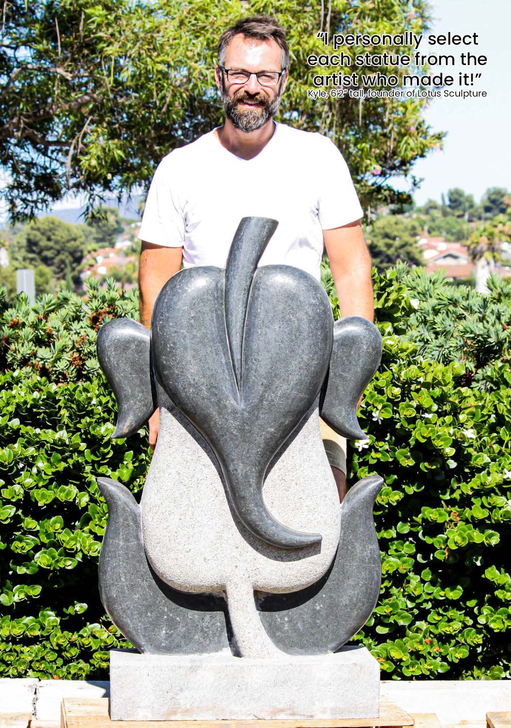 Black Granite Abstract Modern Ganesh Statue 45"