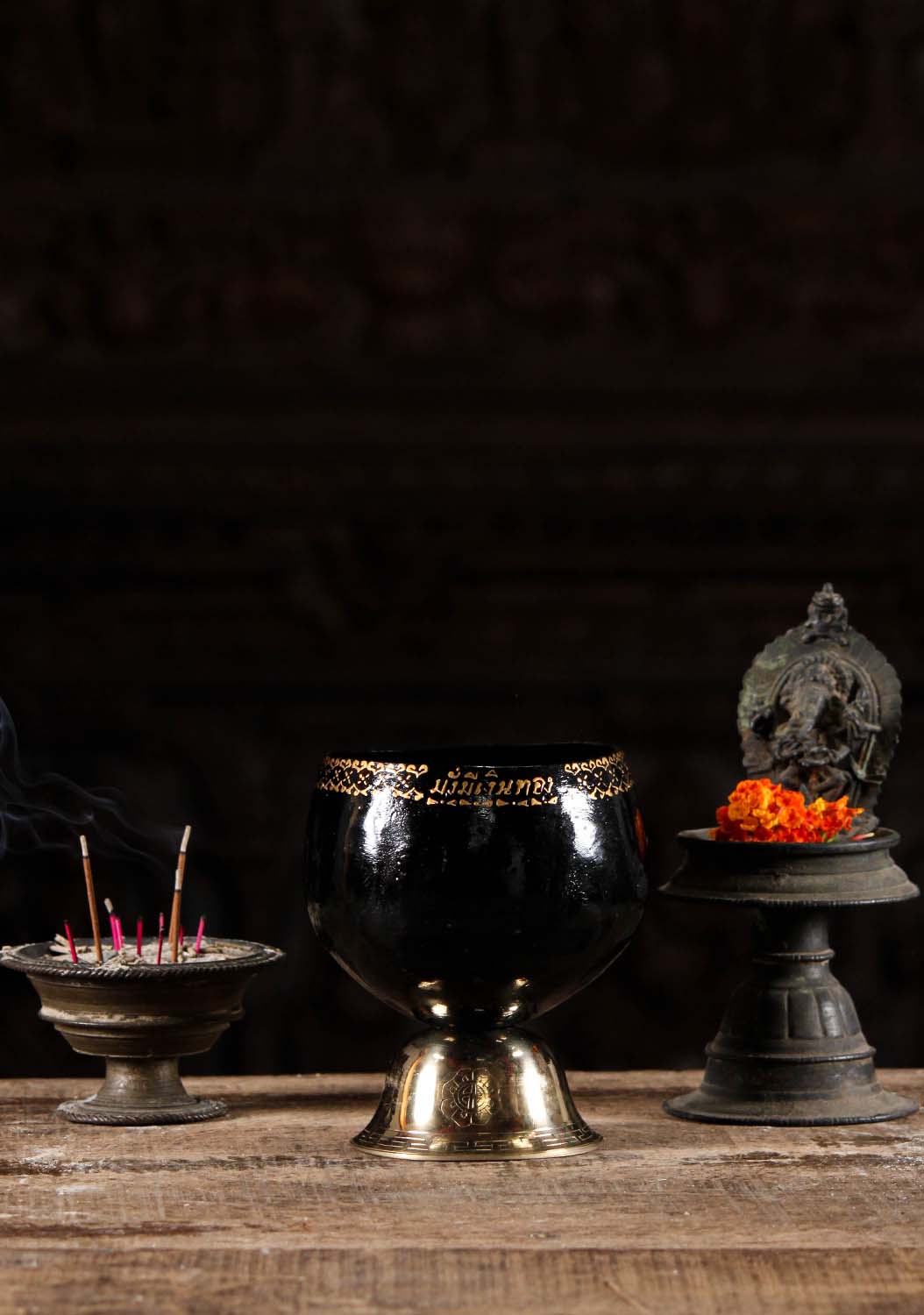 High Quality Black Copper Buddhist Monk Alms Bowl Hand Made in Bangkok Thailand 5.5"