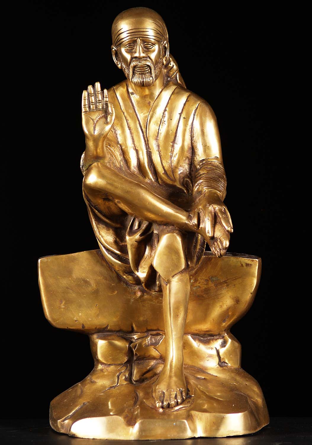 Brass Abhaya Mudra Sai Baba Statue 18"