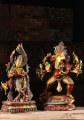 Large Brass Ganesh Statue Dancing on Huge Rat with Trident Tilak on His Forehead 27"