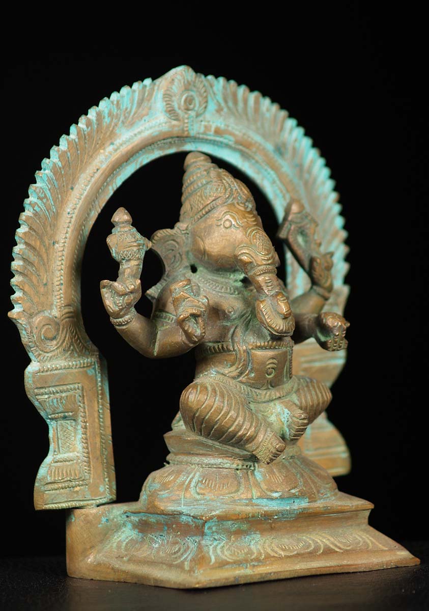 Bronze Ganesha Statue with Arch 6"