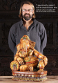 Wooden Relaxing Ganesha Statue on Pillow 24"