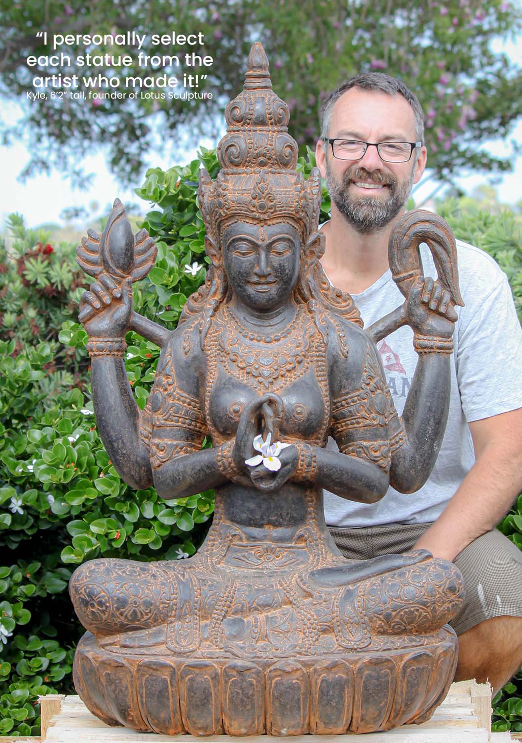 Stone Dharmachakra Mudra Devi Tara Statue 41.5"