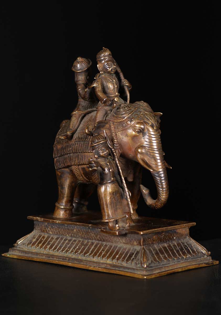Elephant Statue with Mahouts 8"