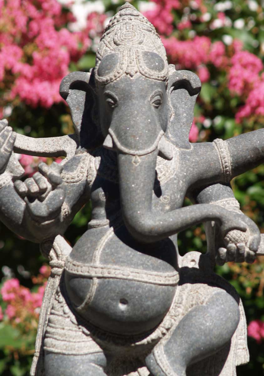 Stone Ganesh Statue with Rat 30"