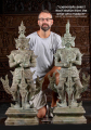 Large Standing Yaksha Temple Guard Statue with Naga Helmet 46"