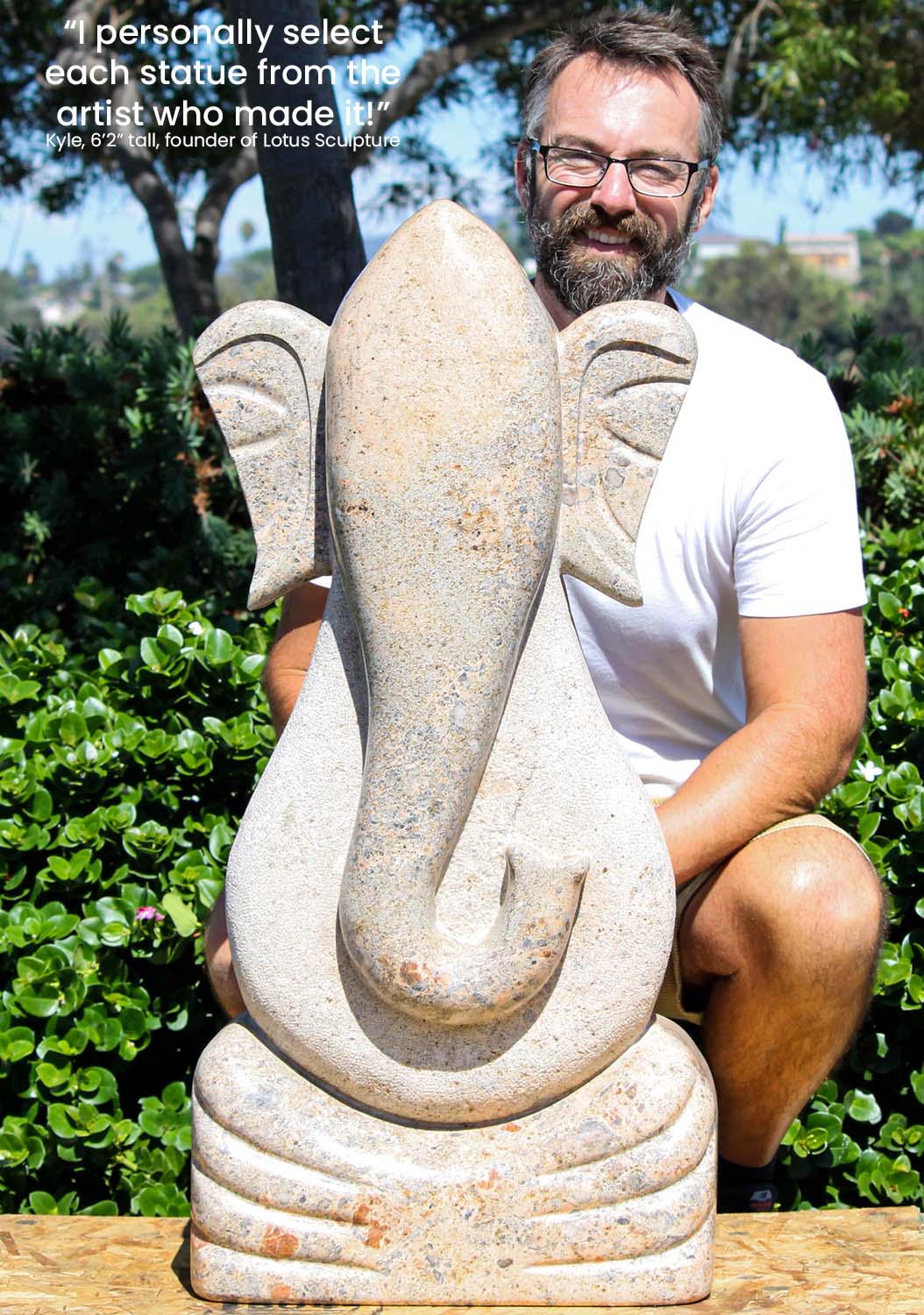 Shiva Gold Granite Modern Abstract Ganesh Statue Perfect in the Garden in any Weather 36"