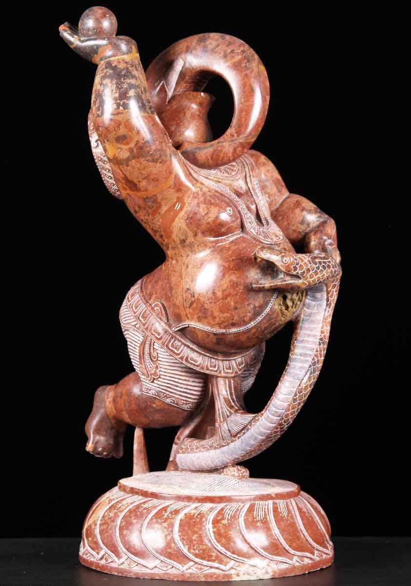 Marble Dancing Ganesh & Snake 23"