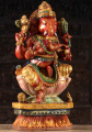 Wood Red Ganesha with Left Facing Trunk 24"