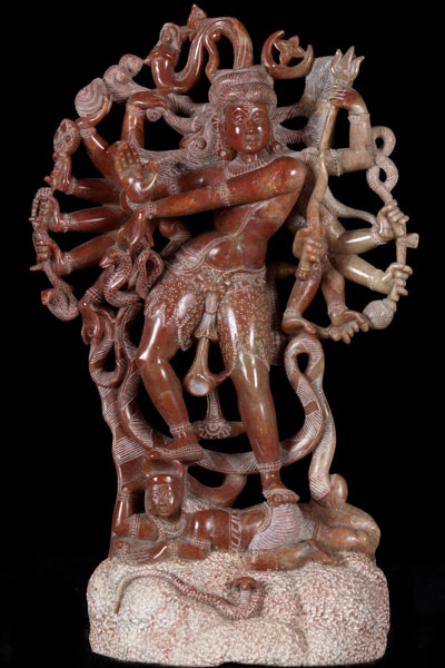 SOLD Marble Shiva Statue with 14 Arms 14.5" (#28rm23): Hindu Gods