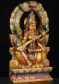 Wood Saraswati with Mahakala Statue 18"