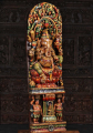 Wood Carving of Hindu God Ganesh Seated in Relaxed Pose, Lalitasana Position with 2 Gana 60"