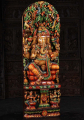Hand Carved and Hand Painted Large Wood Ganesh Statue with Lakshmi and Saraswati 72"