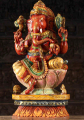 Wood Red Ganesha with Left Facing Trunk 24"