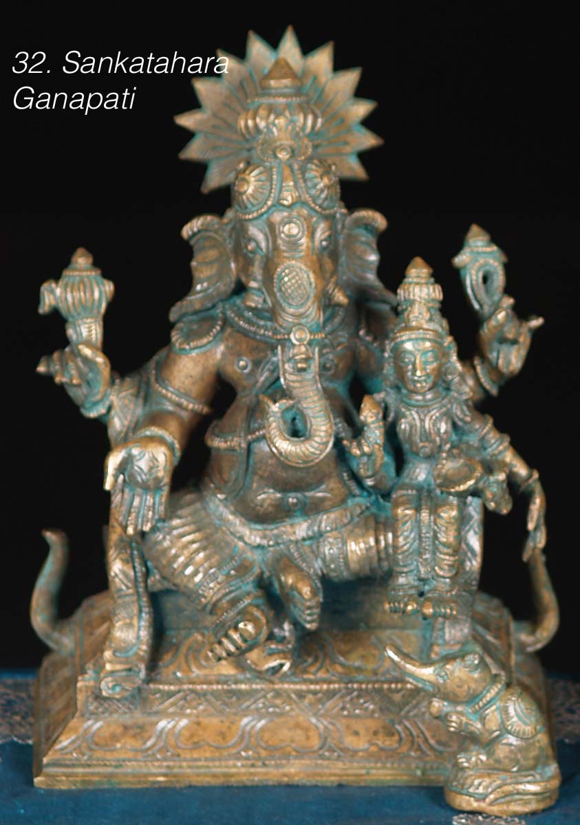32 Forms of Ganapathi, Hindu God Ganesha Bronze Set of Lost Wax Method Statues 8.5"