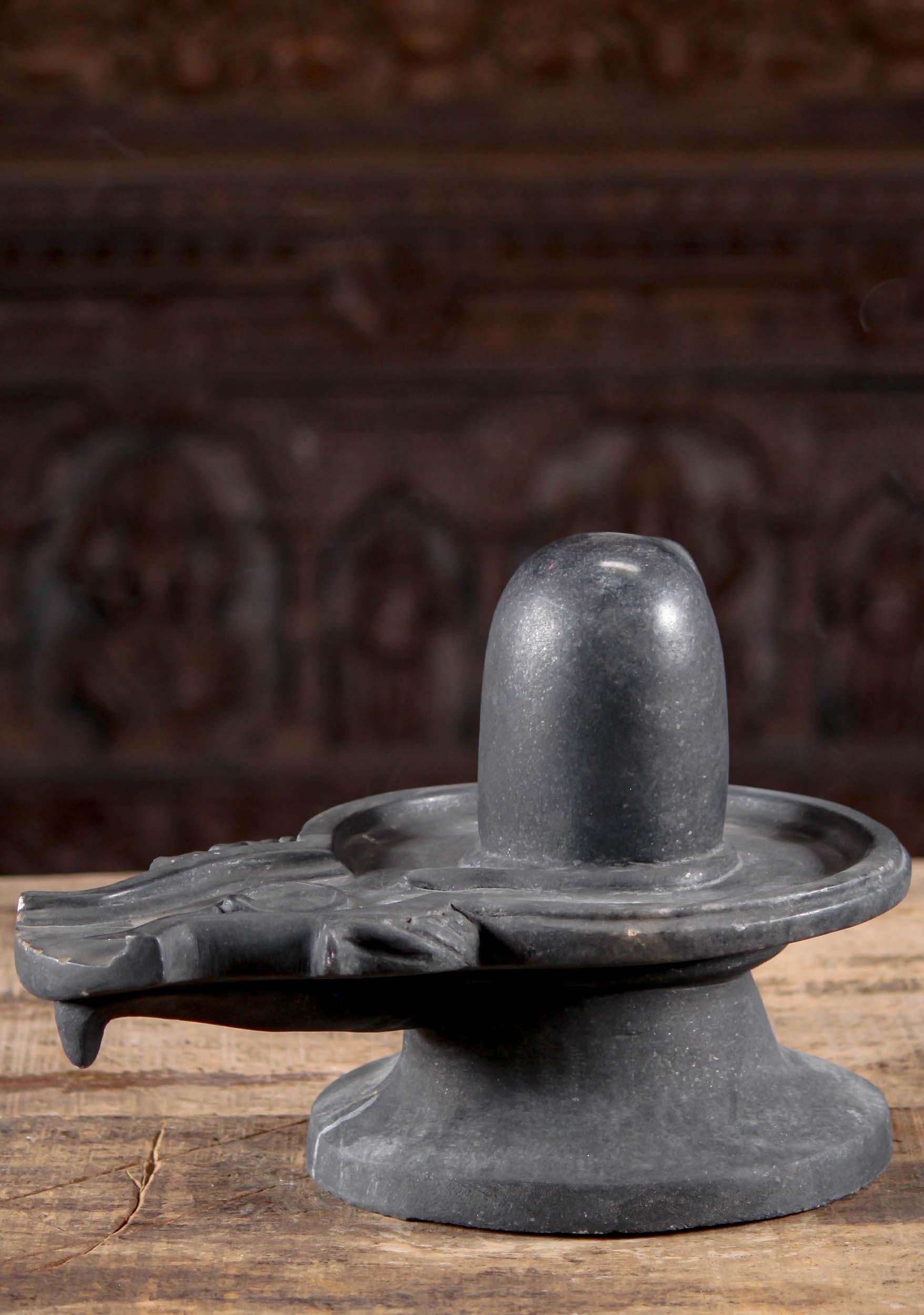 Black Marble Stone Shiva Lingam Representing Pillar of Fire Statue for Home Altar 11"