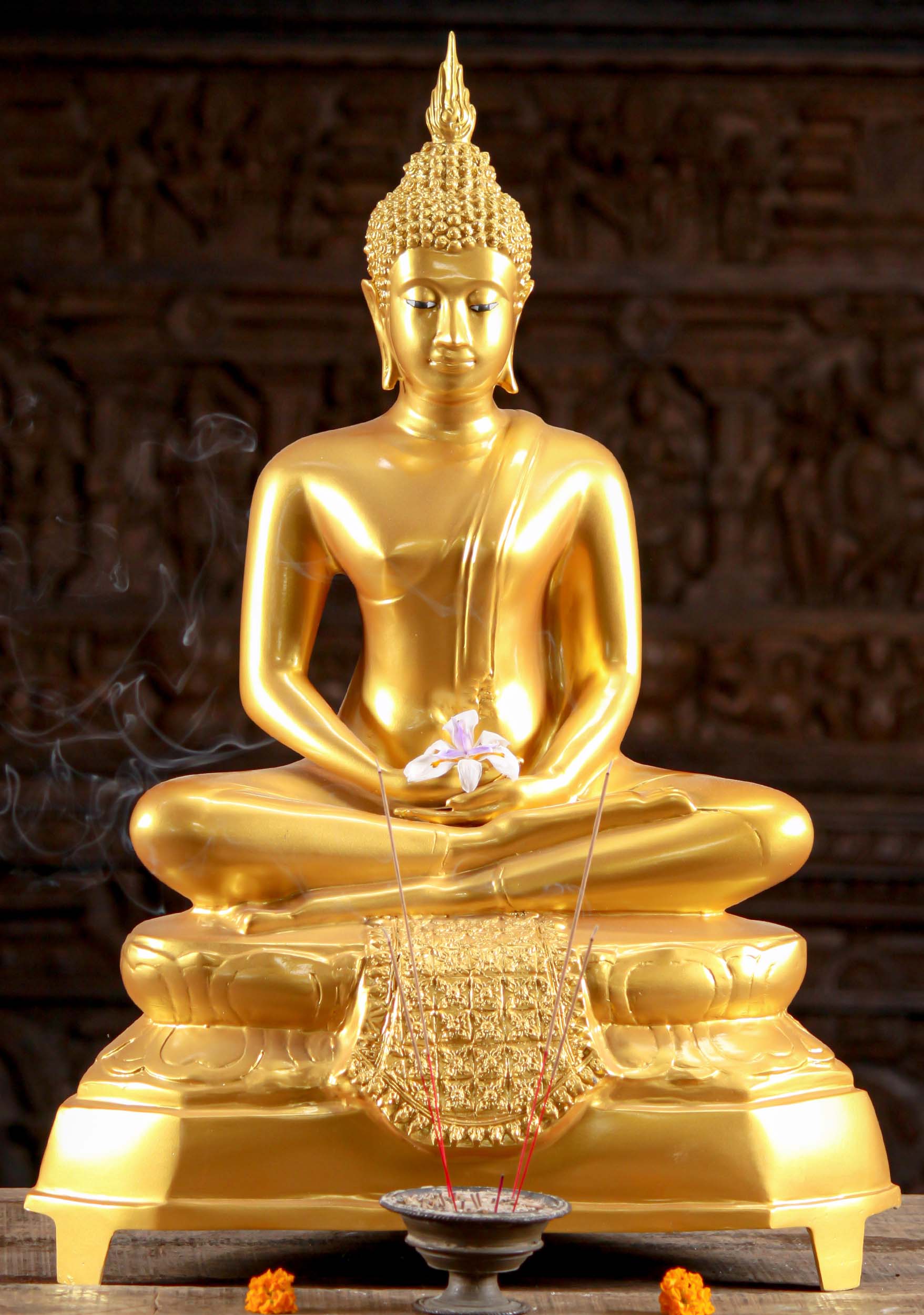Small Golden Meditation Buddha Statue Buddhism Meditating Buddha Figurine 