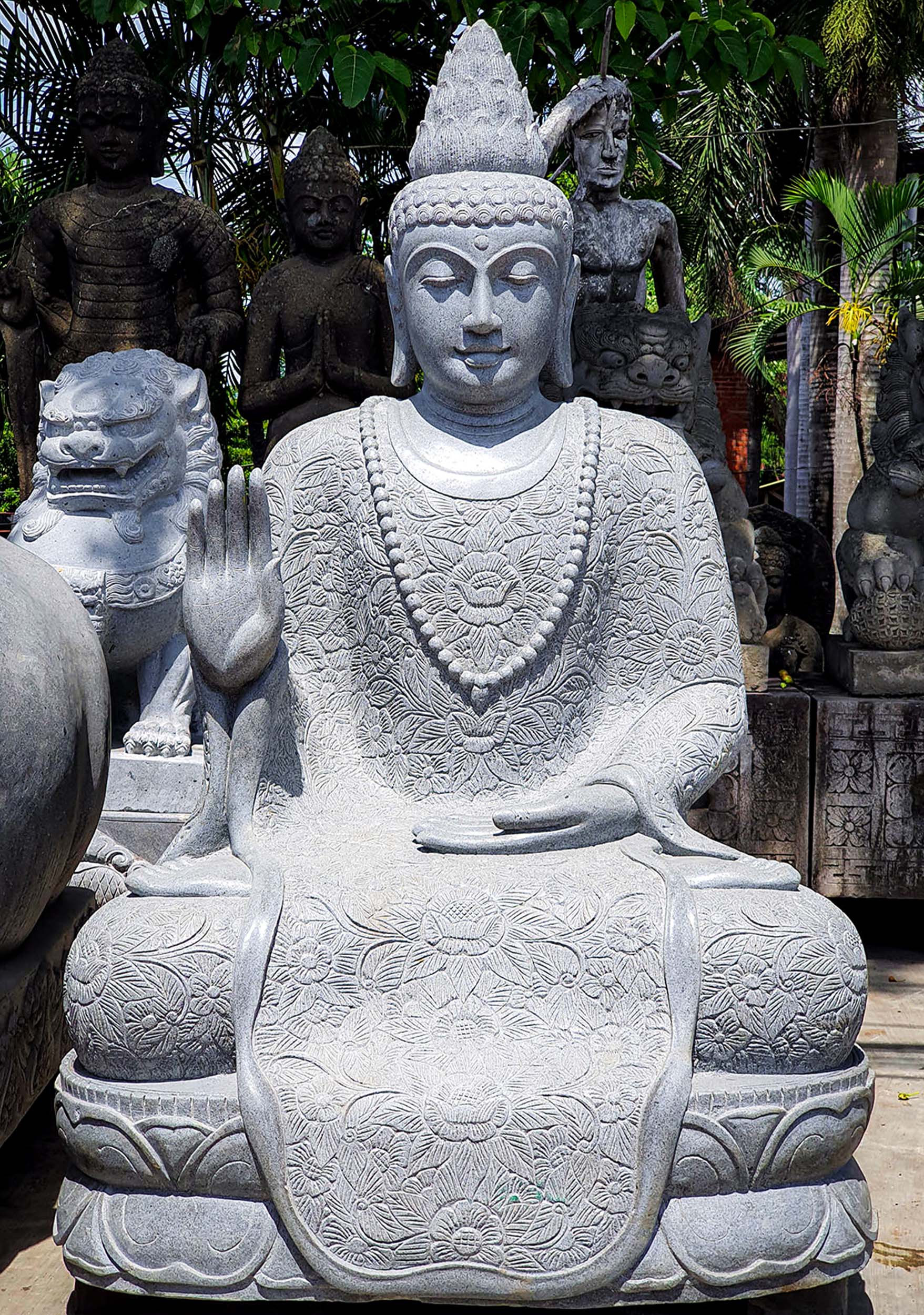 SOLD Large Stone Abhaya Mudra Buddha Statue 61
