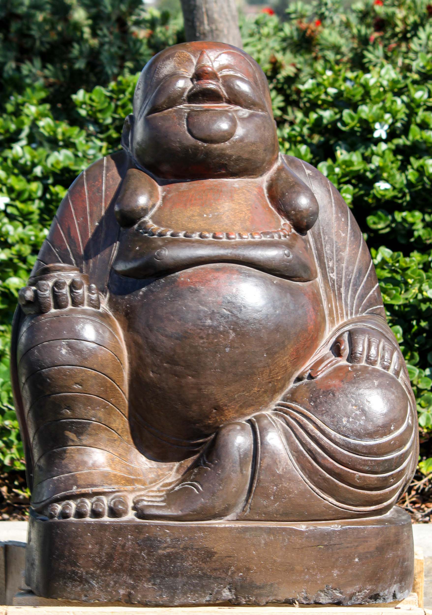 Stone Fat & Happy Garden Buddha Sculpture 32"