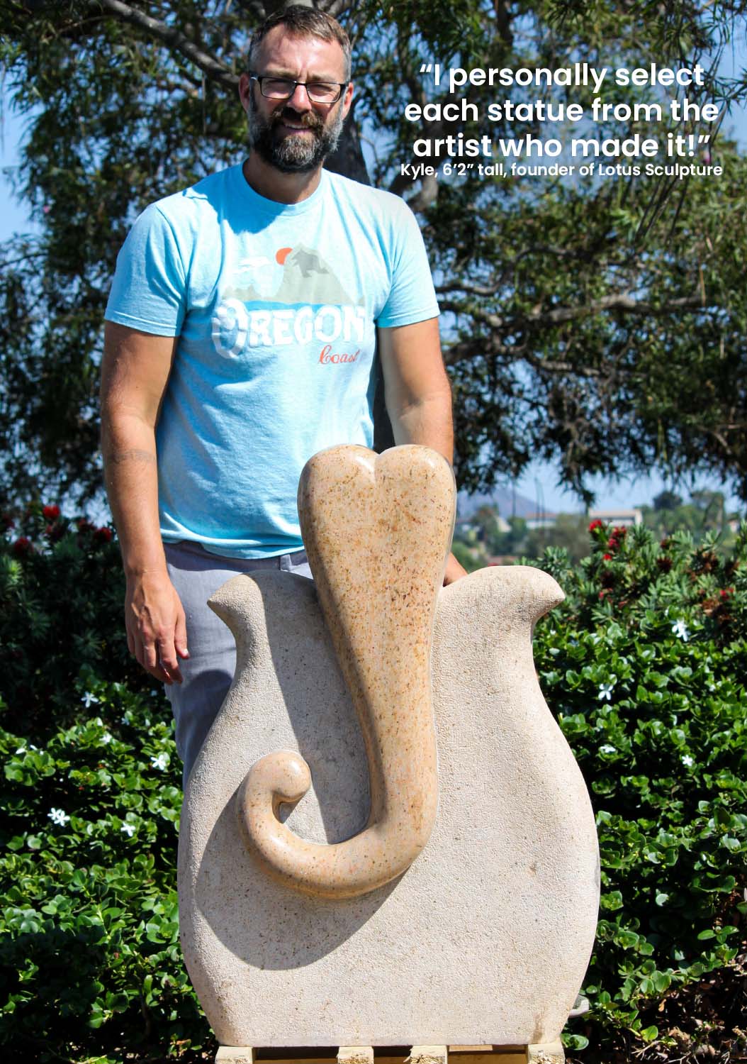 Modern Abstract Ganesh Sculpture Hand Carved from One Block of Stunning Shiva Gold Granite 36"