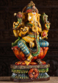 Painted Wood Ganesh Statue with Modak 24"