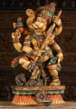 Wooden Ganesh Remover of Obstacles Standing with Trident Pointed at Dwarf Apasmara 36"