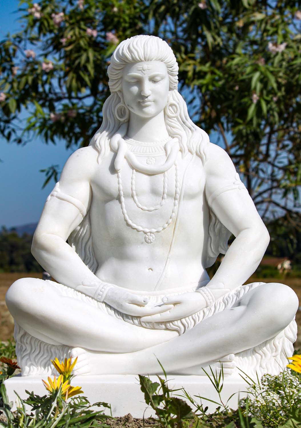 Marble Shiva Statue, White marble meditating Shiva Sculpture Hand ...
