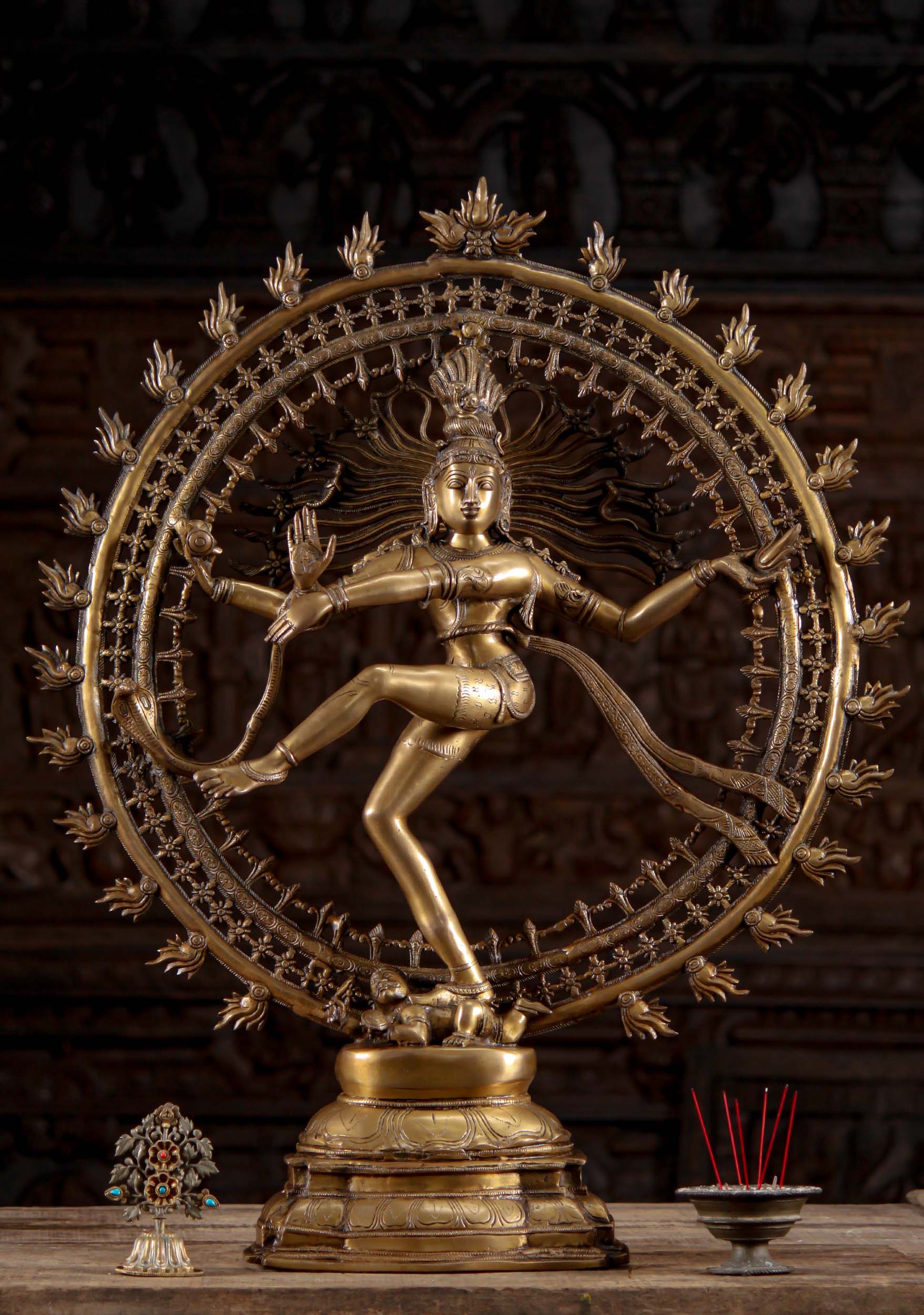 Brass Triple Arch Dancing Shiva as Nataraja Statue 32"