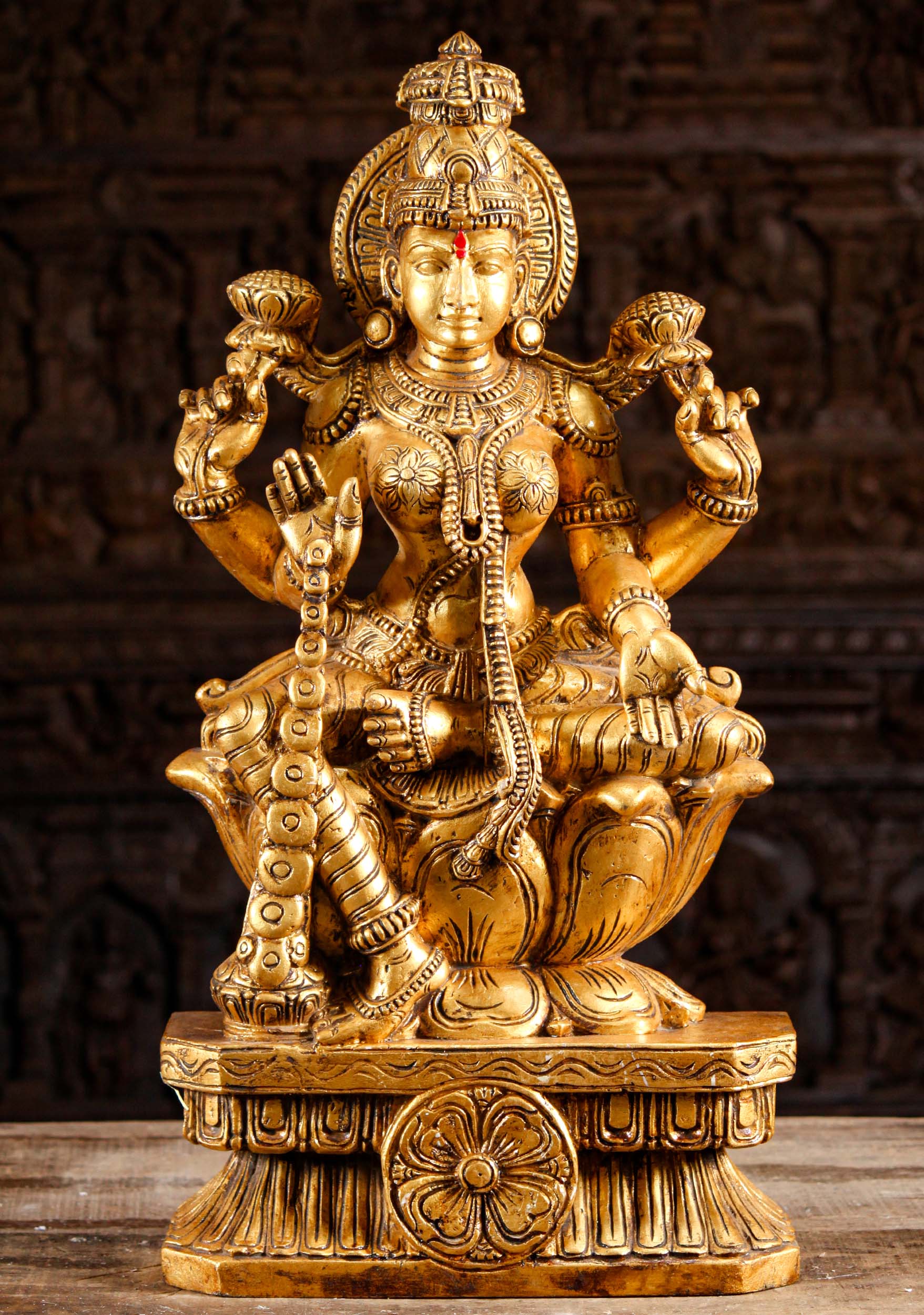 Golden Lakshmi Statue Granting Boons 30"