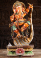 Wood Ganesh Dancing on the Serpent Kaliya Hand Carved in Tamil Nadu, India 30"