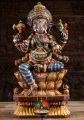 Vibrant Wood Seated Ganesh on Lotus Base 30"
