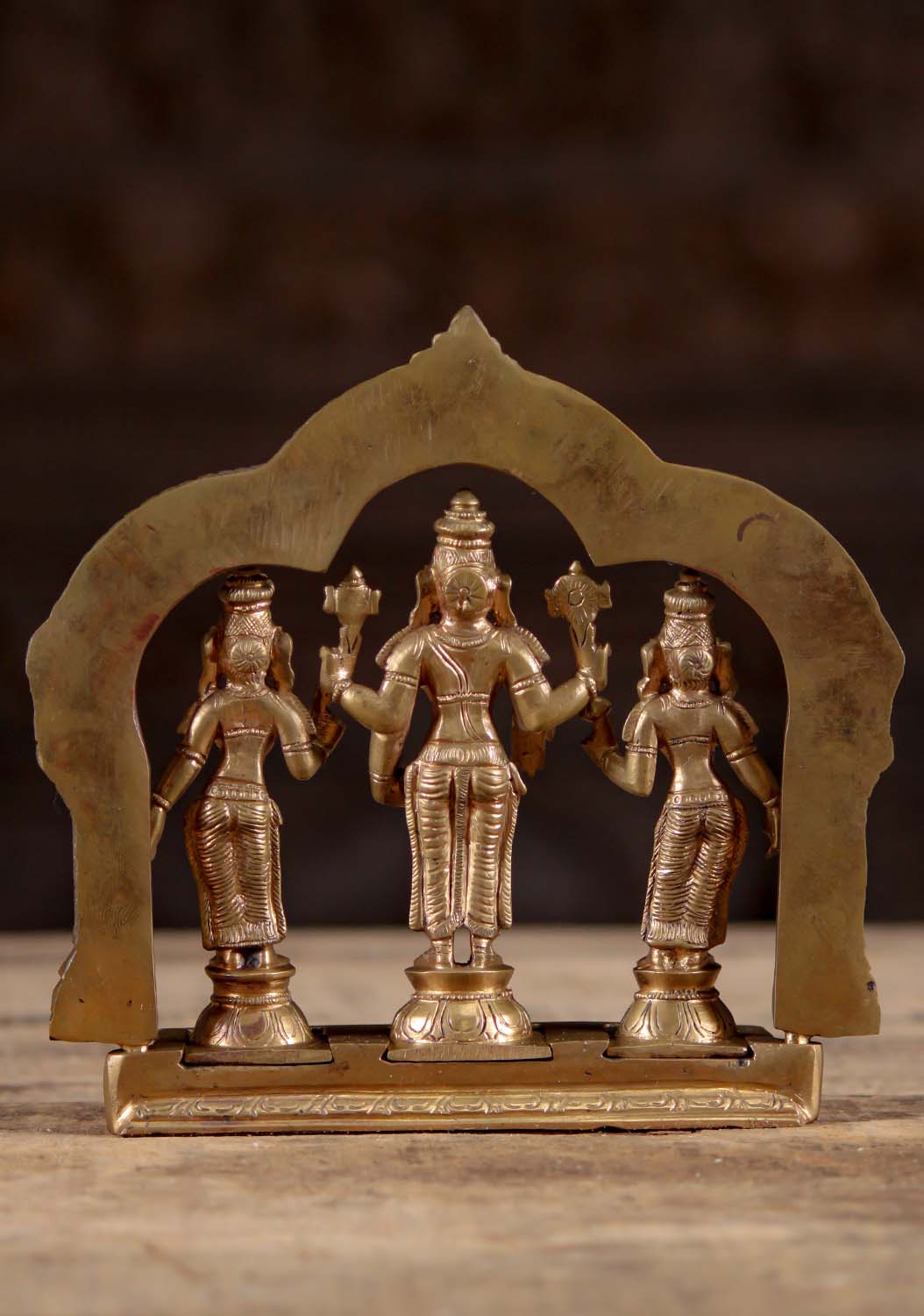 Bronze Vishnu Set with Shreedevi & Bhudevi 7"