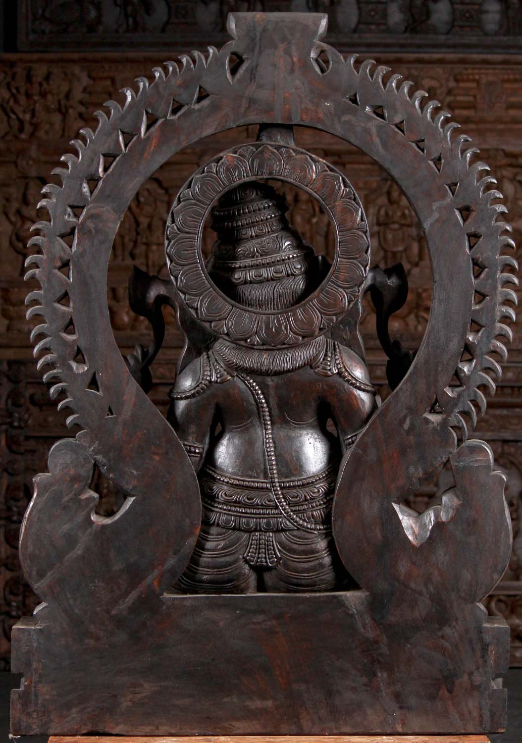 Large Dark Wooden Ganesh with Stunning Arch 48"
