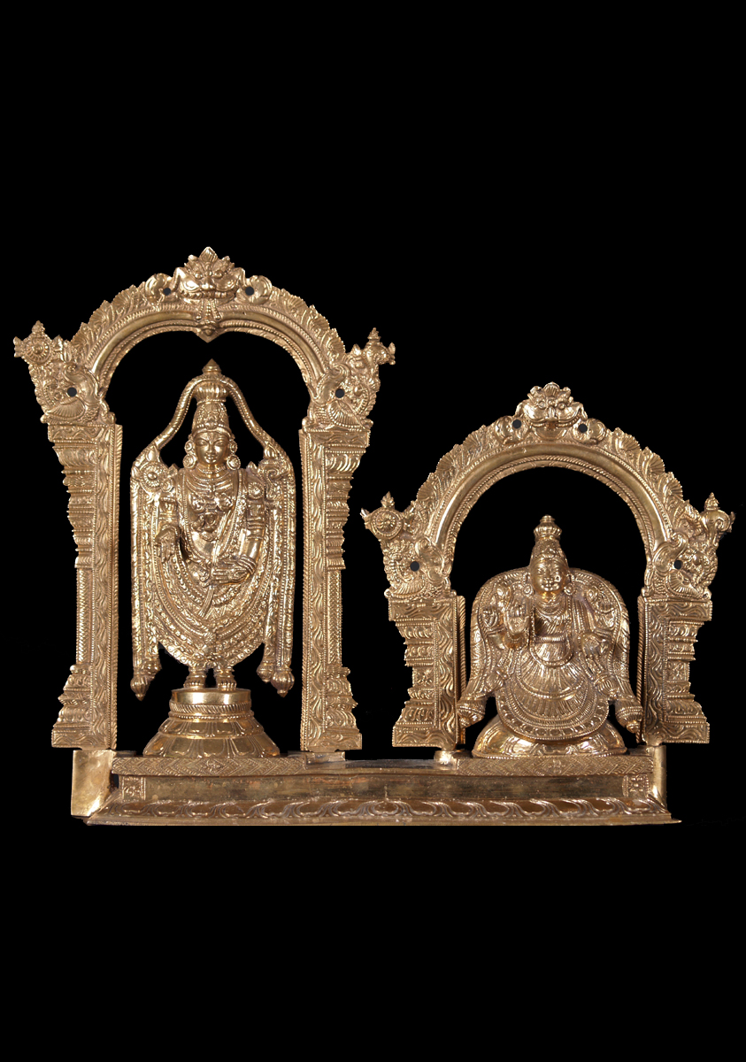 Bronze Balaji & Padmavathy Statue 12"