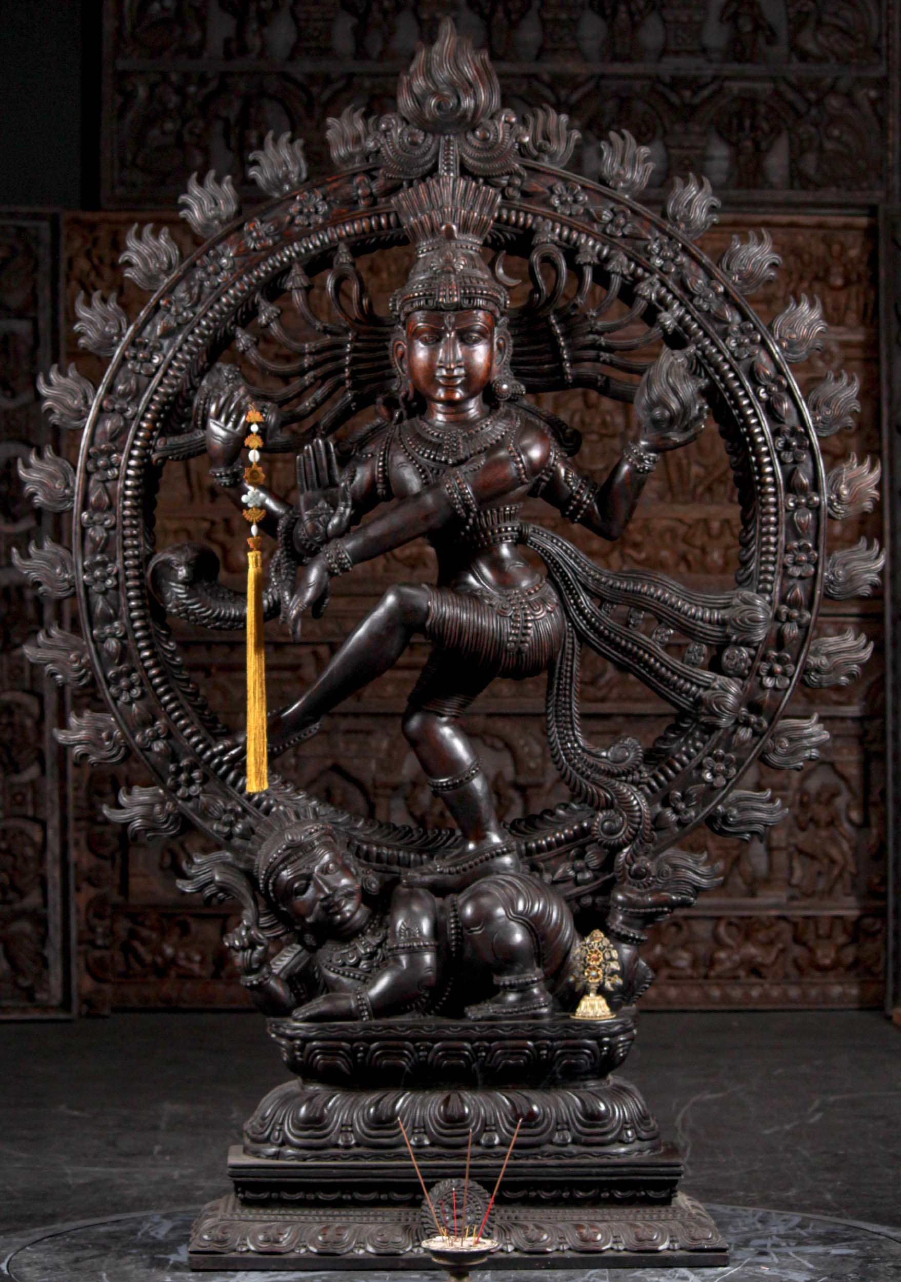 Large Wooden Shiva as Nataraja Sculpture 70"