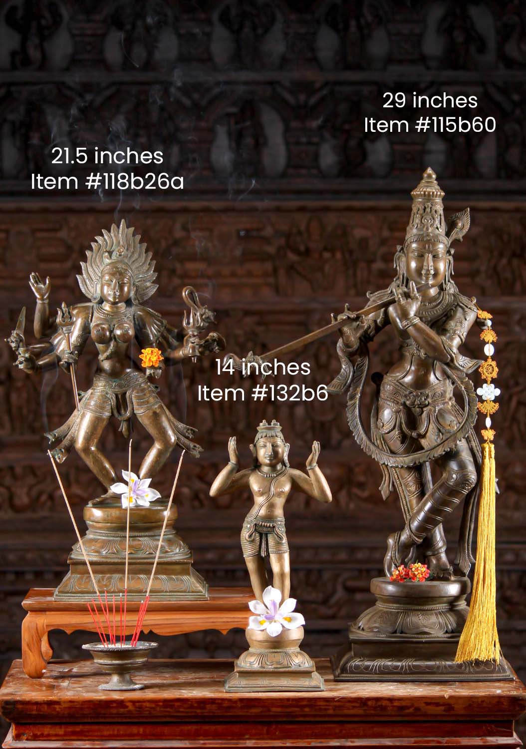 Bronze Gopal Krishna Sculpture Playing Flute with Peacock Feather in Crown 29"