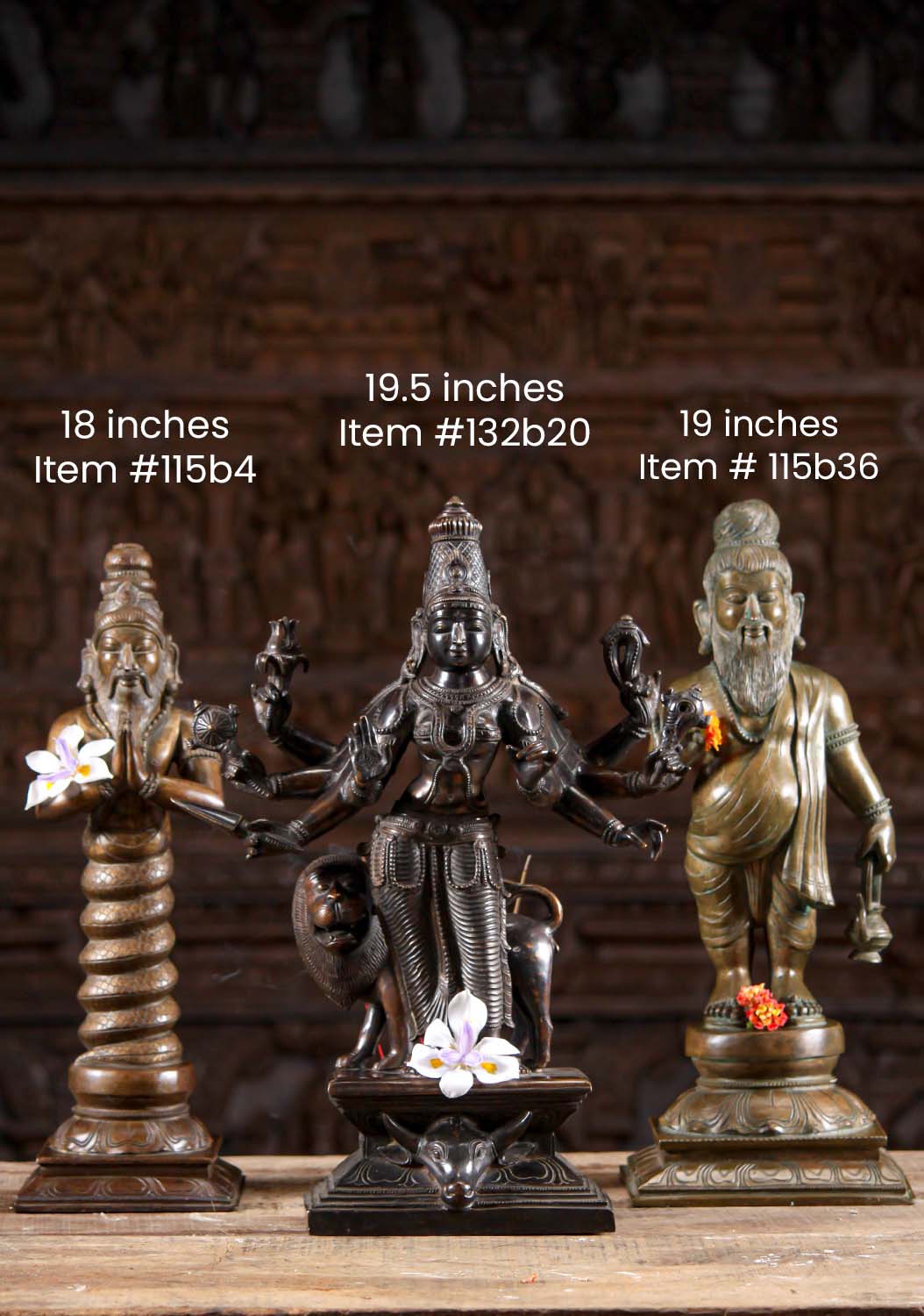 Bronze Bearded Namaste Patanjali Statue 18"