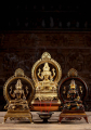 Brass Hindu Goddess Lakshmi Statue Flanked by 2 Elephants Known as Gaja Lakshmi Murti 13"